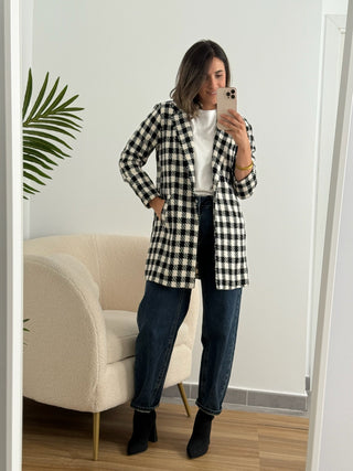 Abrigo pata de gallo negro | Muli - Alalá Moda Mujer