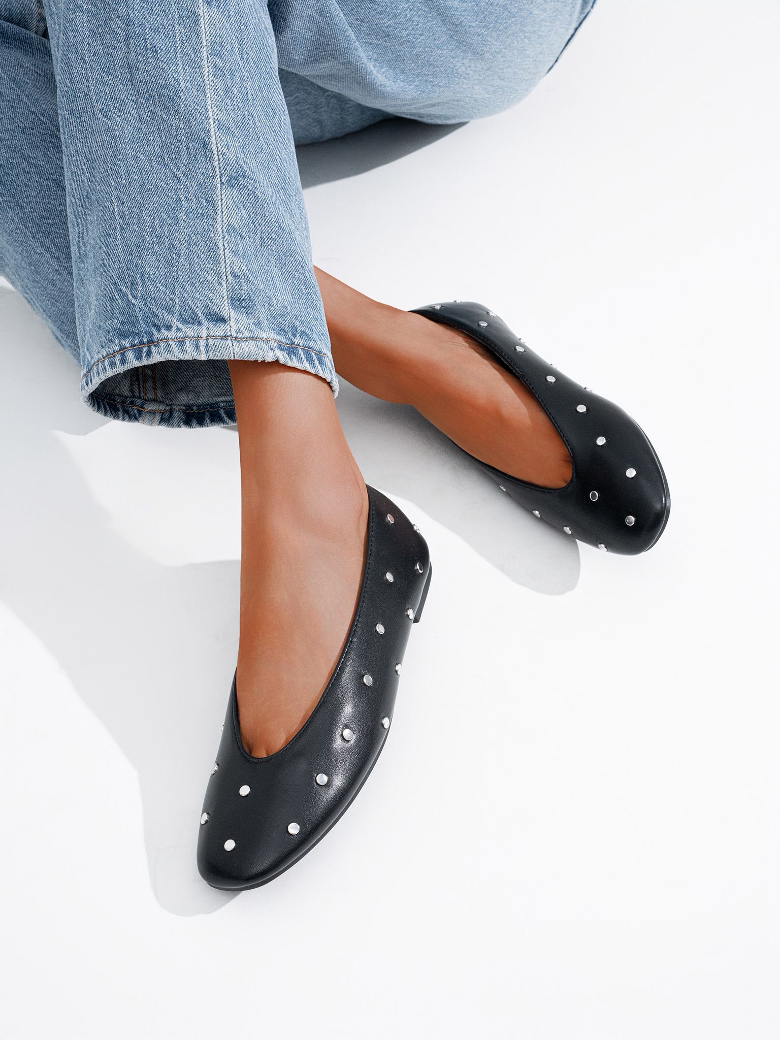 Bailarinas Mujer Manoletinas Negras Mango Bailarinas Tachas