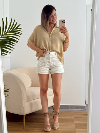 Blusa fluida beige | Nerja - Alalá Moda Mujer