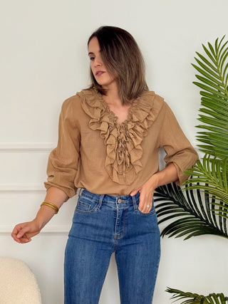 Blusa fluida Camel | India - Alalá Moda Mujer