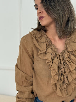 Blusa fluida Camel | India - Alalá Moda Mujer