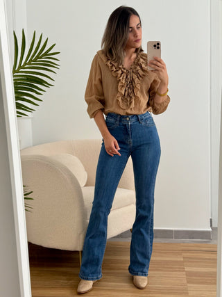 Blusa fluida Camel | India - Alalá Moda Mujer