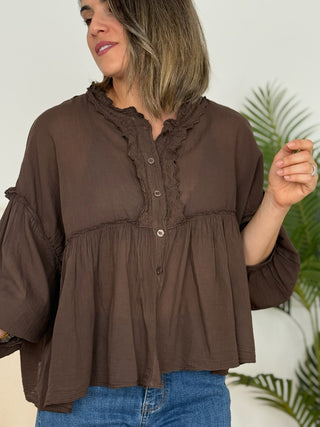 Blusa fluida Marrón | Felina - Alalá Moda Mujer