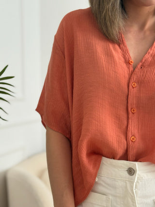Blusa fluida teja | Nerja - Alalá Moda Mujer