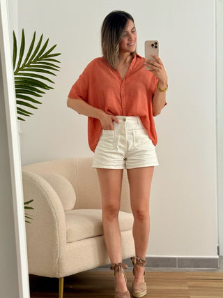 Blusa fluida teja | Nerja - Alalá Moda Mujer