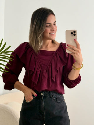 Blusa Volante Burdeos | Roma - Alalá Moda Mujer