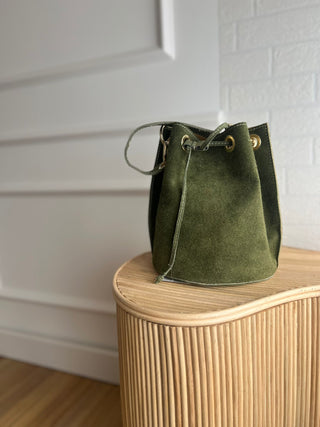 Bolso bombonera serraje verde kaki - Alalá Moda Mujer