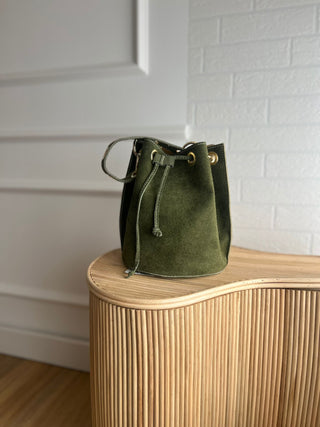 Bolso bombonera serraje verde kaki - Alalá Moda Mujer