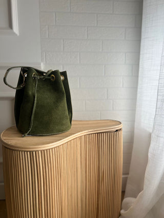 Bolso bombonera serraje verde kaki - Alalá Moda Mujer