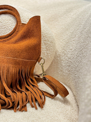 Bolso flecos camel| Claude - Alalá Moda Mujer