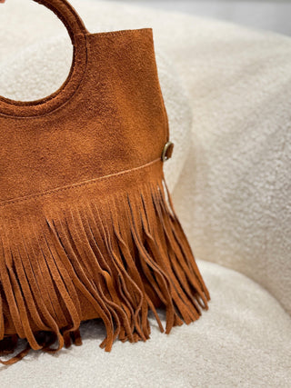 Bolso flecos camel| Claude - Alalá Moda Mujer