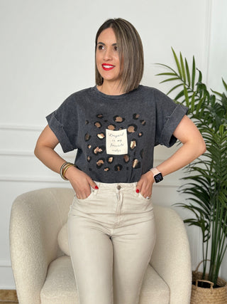 Camiseta detalle print animal | Monik - Alalá Moda Mujer