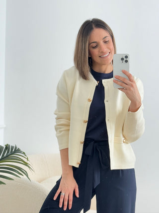 Chaqueta abotonada crudo | Clarise - Alalá Moda Mujer