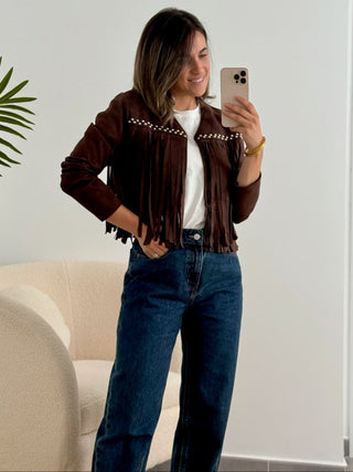 Chaqueta ante flecos Marrón I Mika - Alalá Moda Mujer