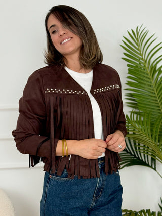 Chaqueta ante flecos Marrón I Mika - Alalá Moda Mujer