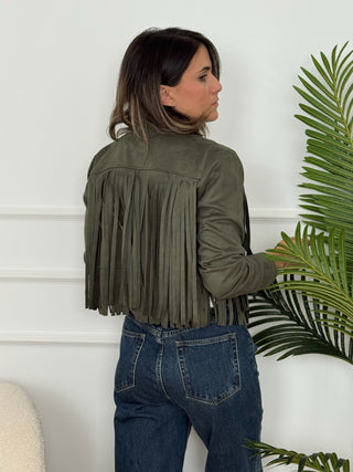 Chaqueta ante flecos Verde I Mika - Alalá Moda Mujer