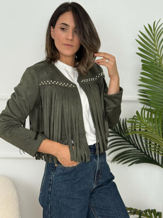 Chaqueta ante flecos Verde I Mika - Alalá Moda Mujer
