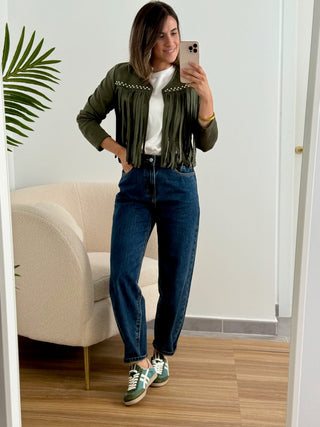 Chaqueta ante flecos Verde I Mika - Alalá Moda Mujer