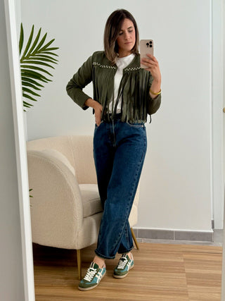 Chaqueta ante flecos Verde I Mika - Alalá Moda Mujer