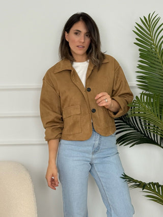 Chaqueta efecto ante camel | Yais - Alalá Moda Mujer