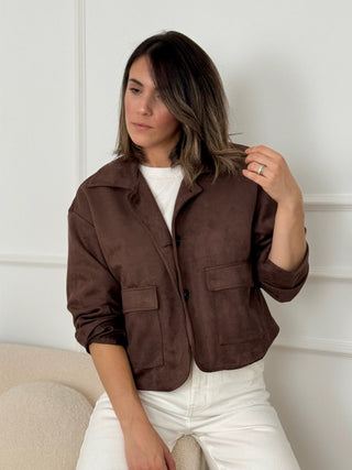 Chaqueta efecto ante marron | Yais - Alalá Moda Mujer