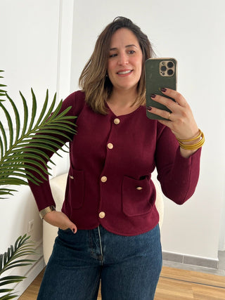 Chaqueta Punto burdeos | Miko - Alalá Moda Mujer