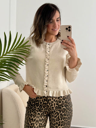 Chaqueta punto volantes beige | Chiara - Alalá Moda Mujer
