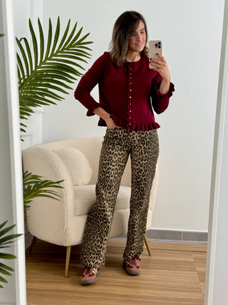 Chaqueta punto volantes burdeos | Chiara - Alalá Moda Mujer
