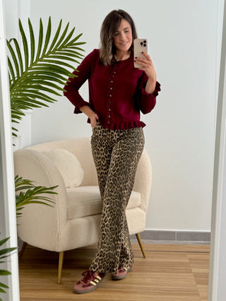 Chaqueta punto volantes burdeos | Chiara - Alalá Moda Mujer