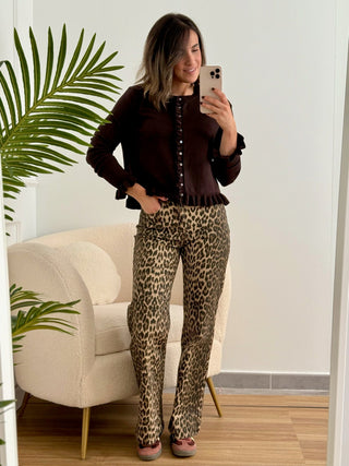 Chaqueta punto volantes marrón | Chiara - Alalá Moda Mujer