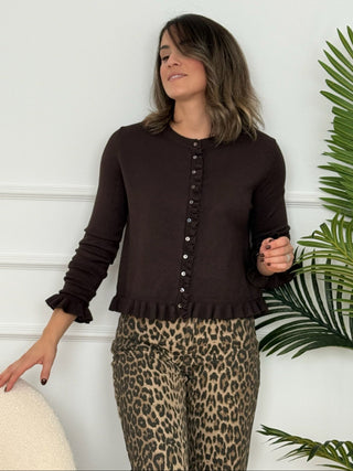 Chaqueta punto volantes marrón | Chiara - Alalá Moda Mujer
