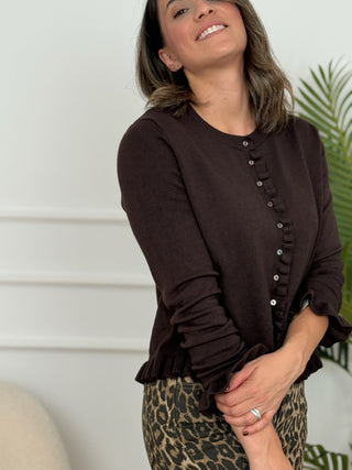 Chaqueta punto volantes marrón | Chiara - Alalá Moda Mujer