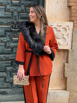 Conjunto Chaqueta y pantalón teja| Tilo - Alalá Moda Mujer