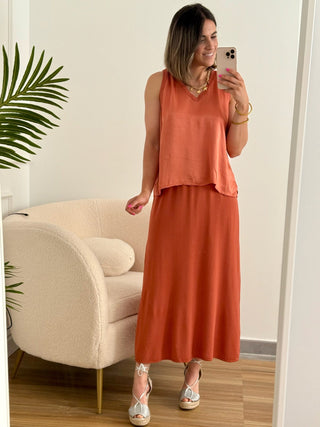 Falda Punto Terracota | Doris - Alalá Moda Mujer