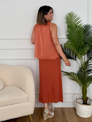 Falda Punto Terracota | Doris - Alalá Moda Mujer