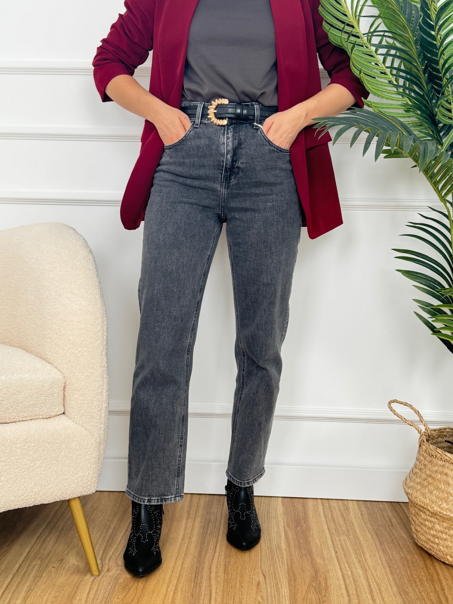 Mujer Moda Con Pantalon Gris Pantalon Gris Mujer On Sale