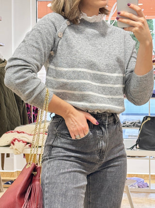 Jersey detalle gris | Laponia - Alalá Moda Mujer