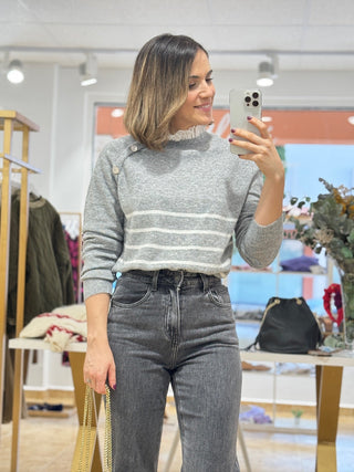 Jersey detalle gris | Laponia - Alalá Moda Mujer