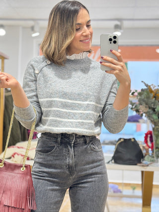 Jersey detalle gris | Laponia - Alalá Moda Mujer