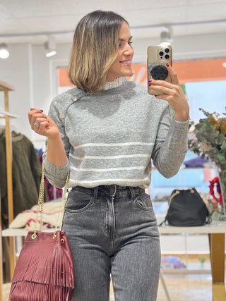 Jersey detalle gris | Laponia - Alalá Moda Mujer