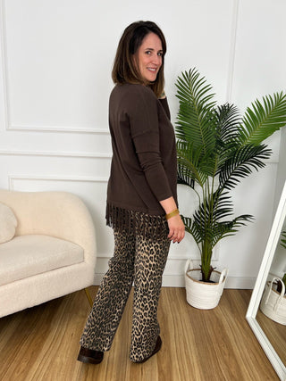 Jersey marrón con flecos | Chiara - Alalá Moda Mujer