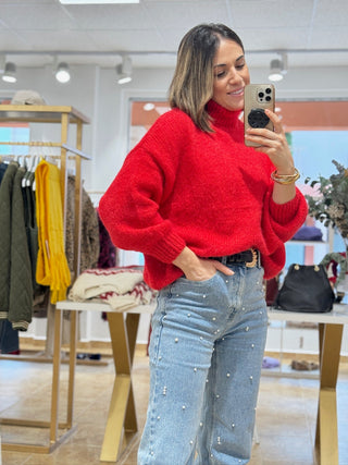 Jersey punto rojo| Emile - Alalá Moda Mujer