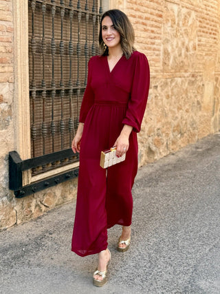 Mono plisado manga larga | Borgoña - Alalá Moda Mujer
