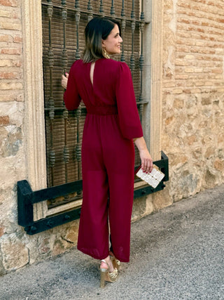 Mono plisado manga larga | Borgoña - Alalá Moda Mujer