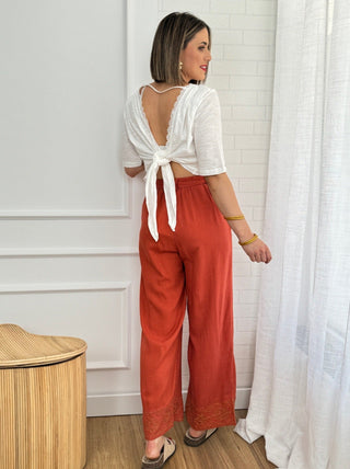 Pantalón bajo bordados | Lena - Alalá Moda Mujer