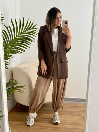 Pantalón bombacho puño beige | Olivia - Alalá Moda Mujer