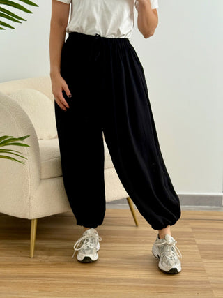 Pantalón bombacho puño negro| Olivia - Alalá Moda Mujer
