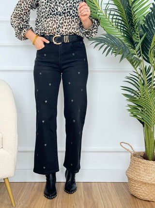 Pantalón detalle corazón negro | Orinne - Alalá Moda Mujer