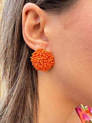 Pendiente abalorios naranja | Roseton - Alalá Moda Mujer