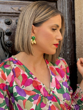 Pendientes hoja verde | Marbella - Alalá Moda Mujer